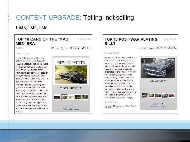 CONTENT UPGRADE: Telling, not selling Lists, lists 