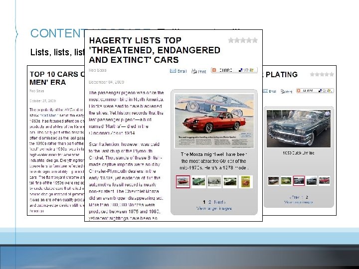 CONTENT UPGRADE: Telling, not selling Lists, lists 