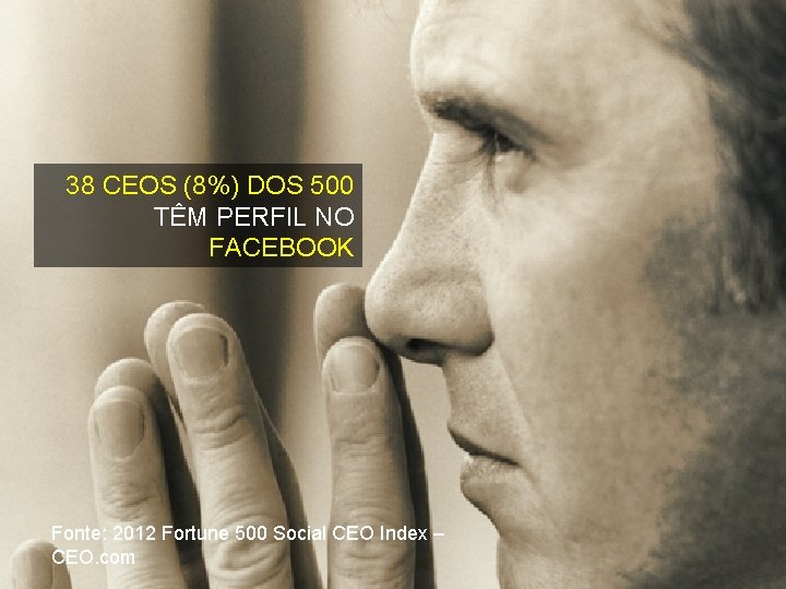 38 CEOS (8%) DOS 500 TÊM PERFIL NO FACEBOOK 8 Fonte: 2012 Fortune 500