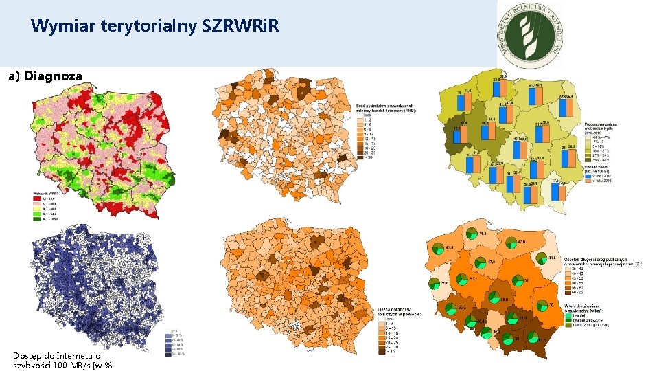 Wymiar terytorialny SZRWRi. R a) Diagnoza Dostęp do Internetu o szybkości 100 MB/s [w