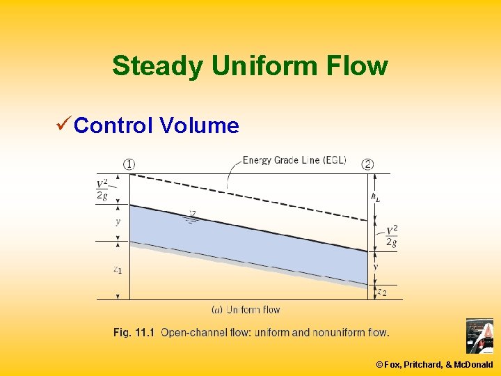 Steady Uniform Flow ü Control Volume © Fox, Pritchard, & Mc. Donald 