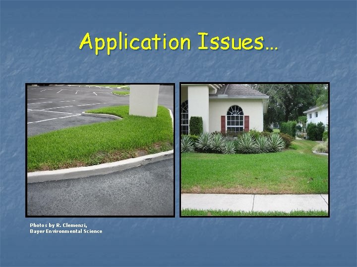 Application Issues… Photos by R. Clemenzi, Bayer Environmental Science 