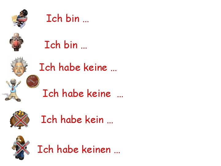 Ich bin … Ich habe keine … Ich habe keinen … 