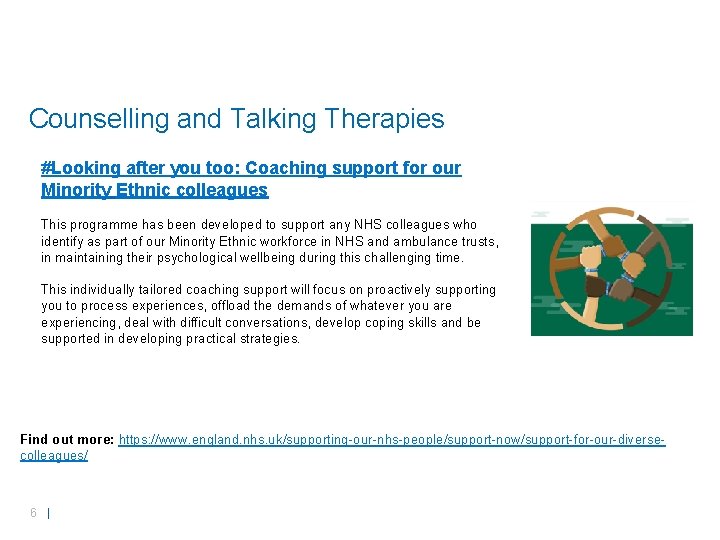 Counselling and Talking Therapies #Looking after you too: Coaching support for our Minority Ethnic