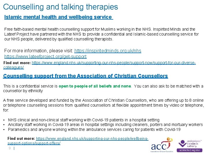 Counselling and talking therapies Islamic mental health and wellbeing service Free faith-based mental health