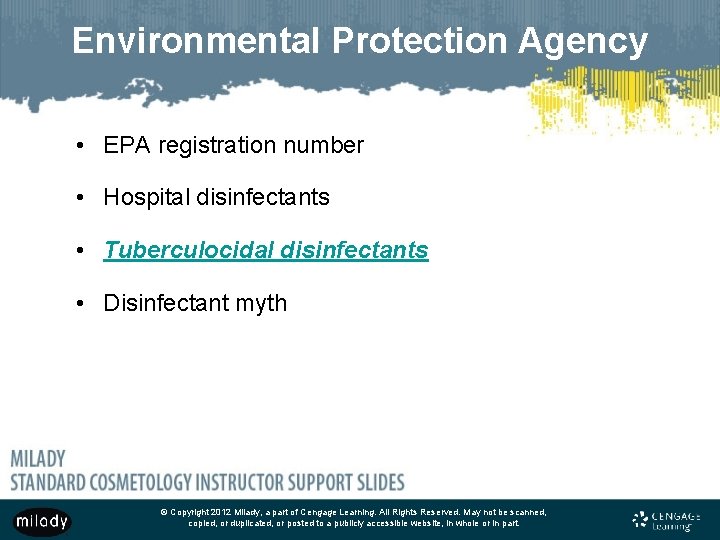Environmental Protection Agency • EPA registration number • Hospital disinfectants • Tuberculocidal disinfectants •