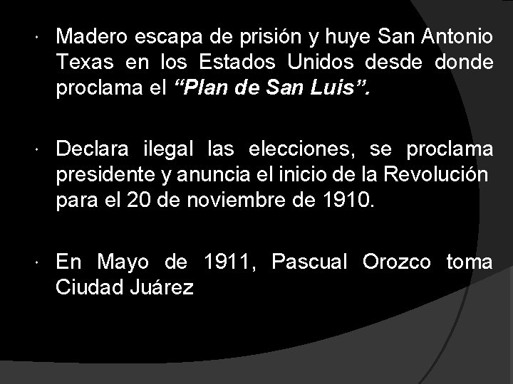 Madero escapa de prisión y huye San Antonio Texas en los Estados Unidos Madero escapa de prisión y huye San Antonio Texas en los Estados Unidos