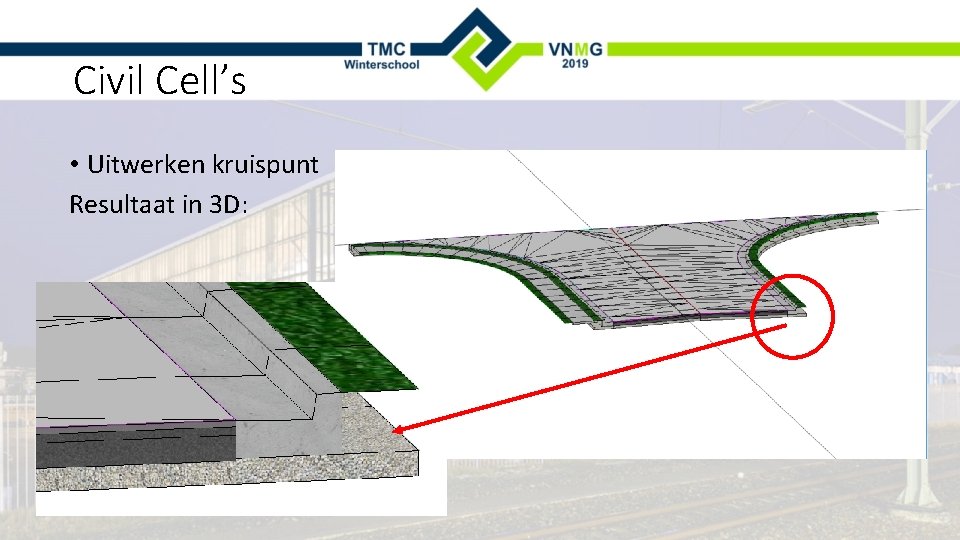 Civil Cell’s • Uitwerken kruispunt Resultaat in 3 D: 