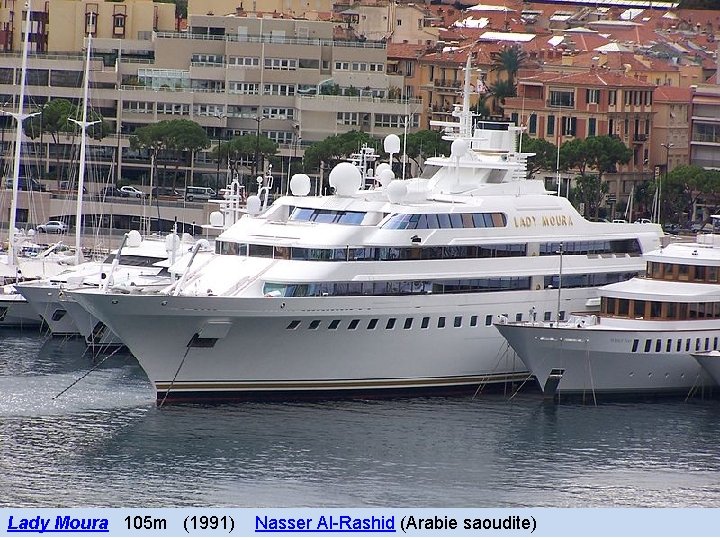 Lady Moura 105 m (1991) Nasser Al-Rashid (Arabie saoudite) 