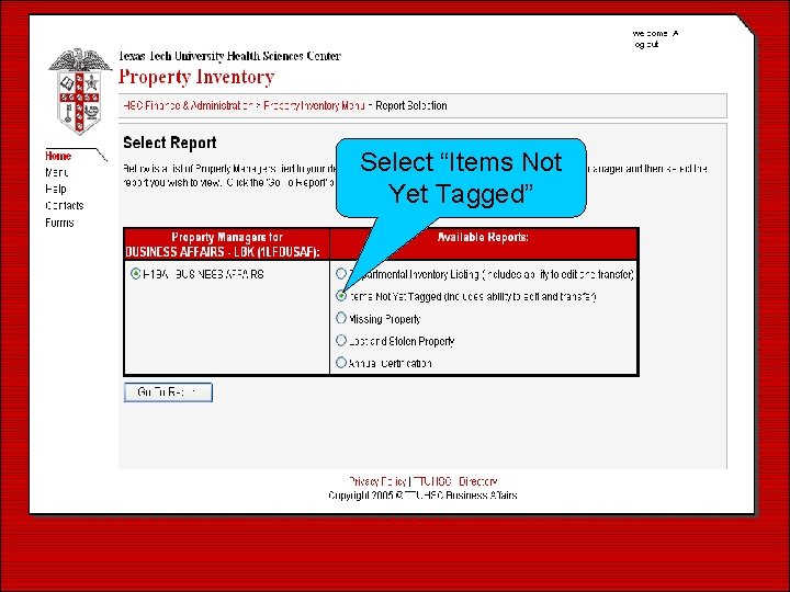 Select “Items Not Yet Tagged” 