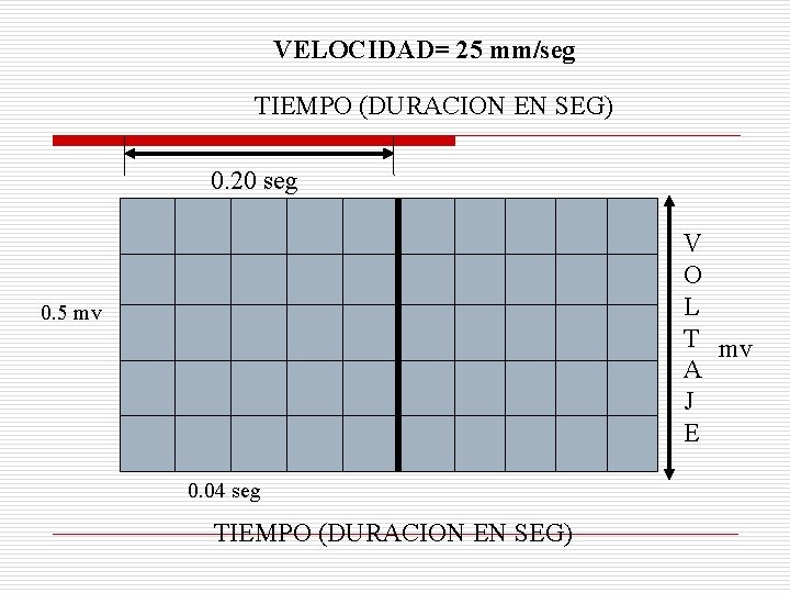 VELOCIDAD= 25 mm/seg TIEMPO (DURACION EN SEG) 0. 20 seg V O L T VELOCIDAD= 25 mm/seg TIEMPO (DURACION EN SEG) 0. 20 seg V O L T