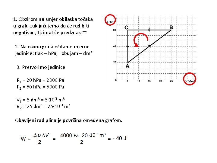 1. Obzirom na smjer obilaska točaka u grafu zaključujemo da će rad biti negativan,