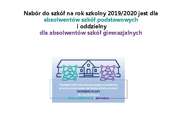 Nabór do szkół na rok szkolny 2019/2020 jest dla absolwentów szkół podstawowych i oddzielny