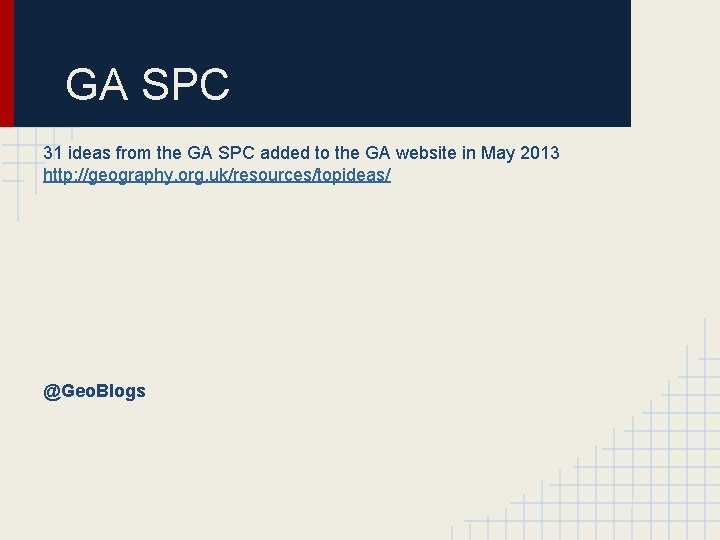GA SPC 31 ideas from the GA SPC added to the GA website in