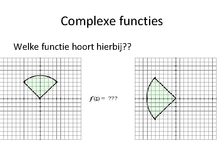 Complexe functies Welke functie hoort hierbij? ? 