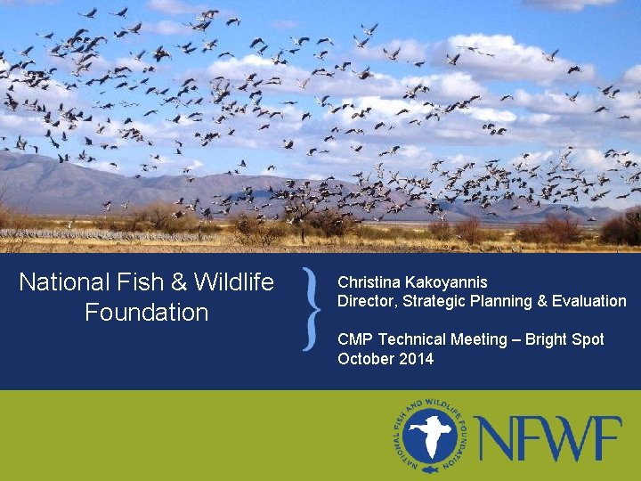 National Fish & Wildlife Foundation Christina Kakoyannis Director, Strategic Planning & Evaluation CMP Technical