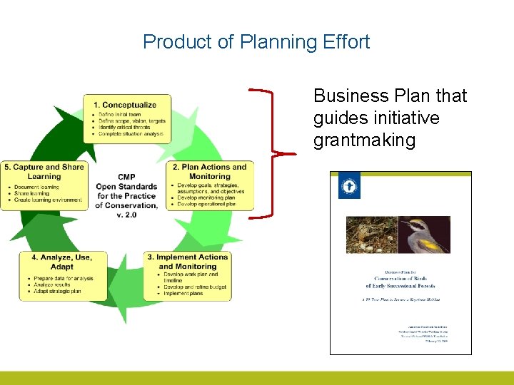 Product of Planning Effort Business Plan that guides initiative grantmaking 
