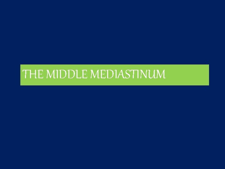 THE MIDDLE MEDIASTINUM 