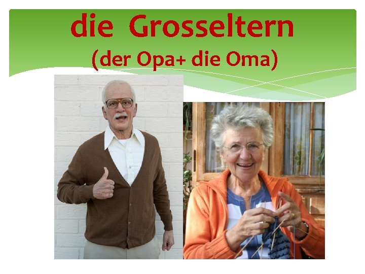 die Grosseltern (der Opa+ die Oma) 