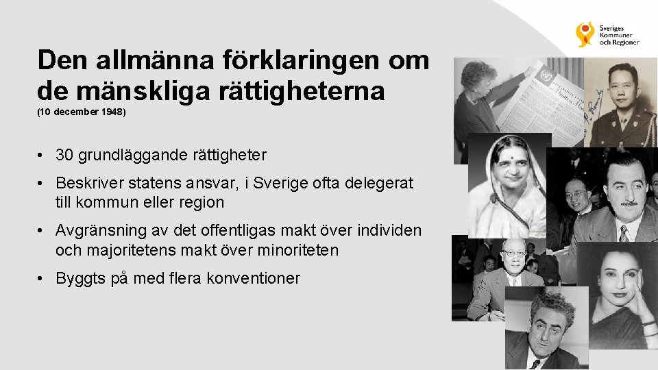 Den allmänna förklaringen om de mänskliga rättigheterna (10 december 1948) • 30 grundläggande rättigheter