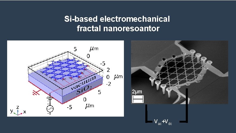 Si-based electromechanical fractal nanoresoantor 2µm Vac+Vdc 