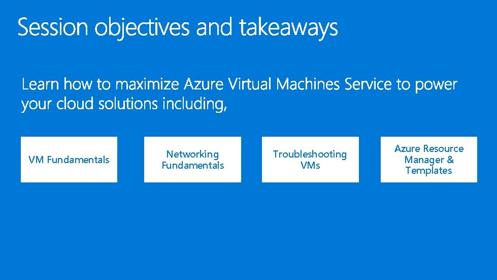 VM Fundamentals Networking Fundamentals Troubleshooting VMs Azure Resource