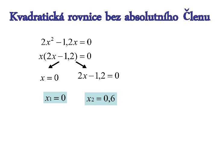 Kvadratická rovnice bez absolutního členu 