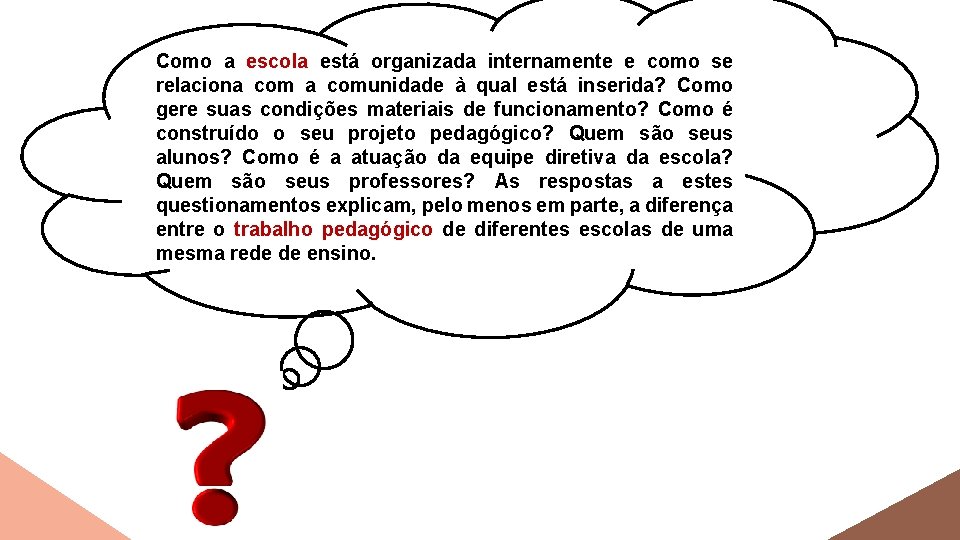 Como a escola está organizada internamente e como se relaciona comunidade à qual está