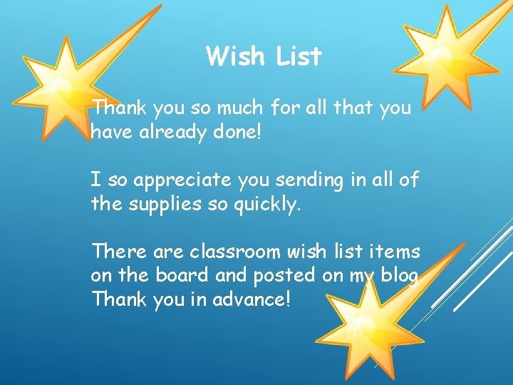 Wish List Thank you so much for all that you have already done! I