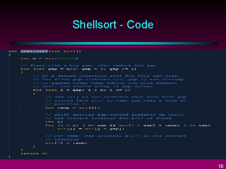 Shellsort - Code 10 
