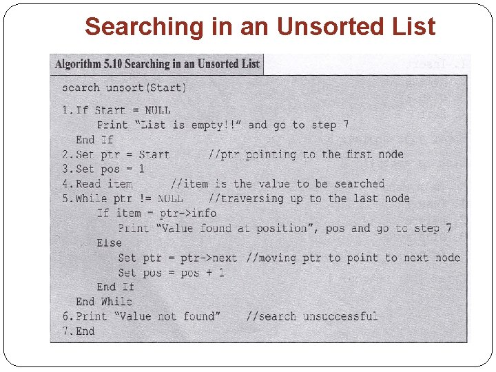 Searching in an Unsorted List 