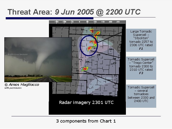 Threat Area: 9 Jun 2005 @ 2200 UTC Large Tornadic Supercell – “Stockton” tornado