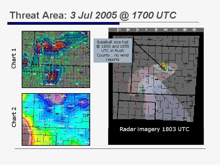 Chart 2 Chart 1 Threat Area: 3 Jul 2005 @ 1700 UTC Baseball size