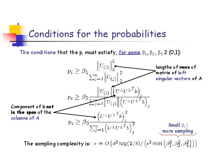Conditions for the probabilities The conditions that the pi must satisfy, for some 1,