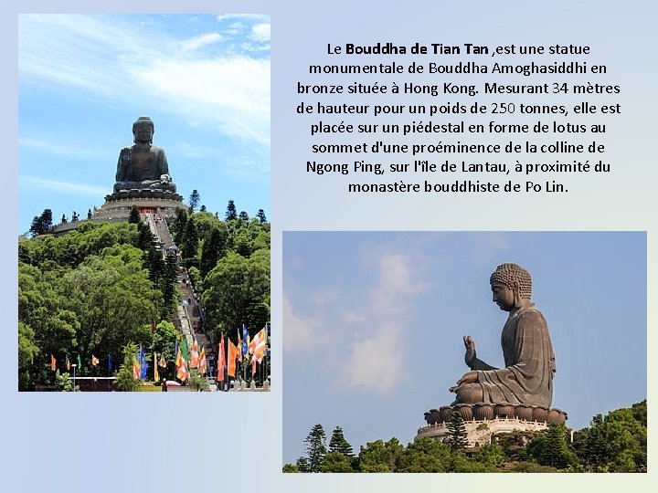 Le Bouddha de Tian Tan , est une statue monumentale de Bouddha Amoghasiddhi en