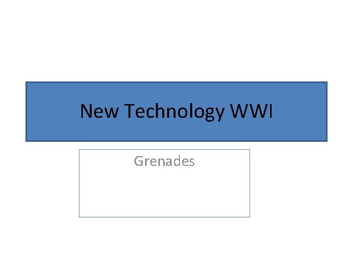 New Technology WWI Grenades 