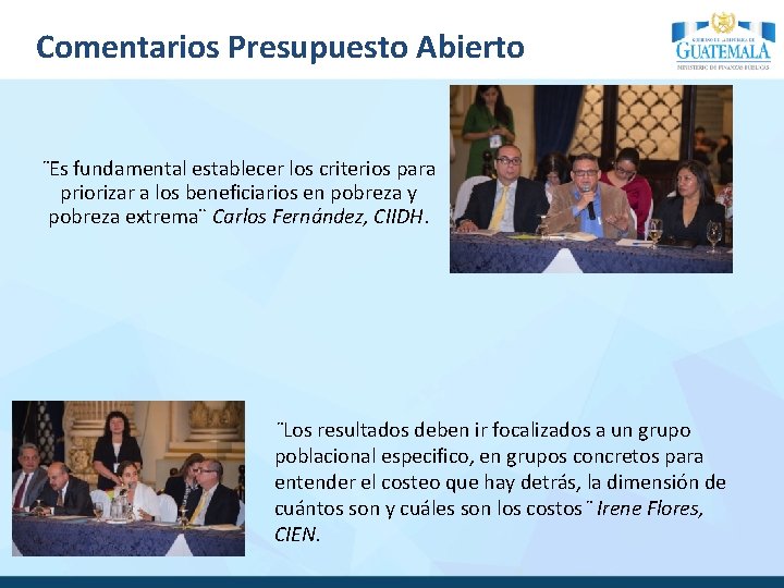 Comentarios Presupuesto Abierto ¨Es fundamental establecer los criterios para priorizar a los beneficiarios en