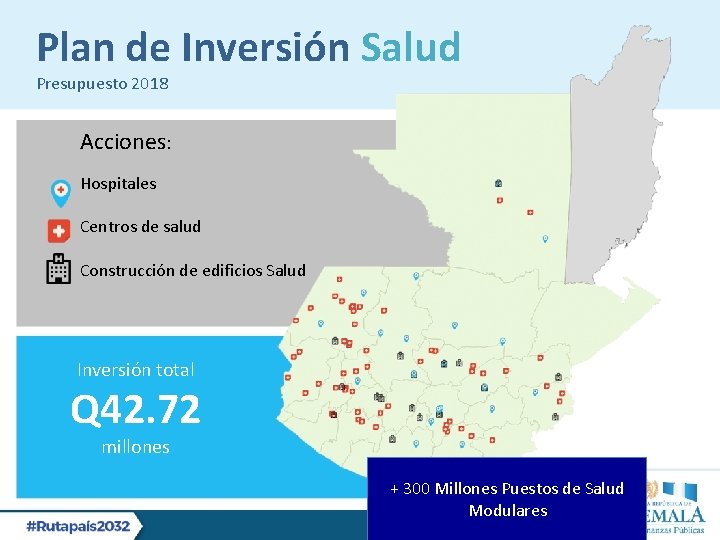 Plan de Inversión Salud Presupuesto 2018 Acciones: Hospitales Centros de salud Construcción de edificios