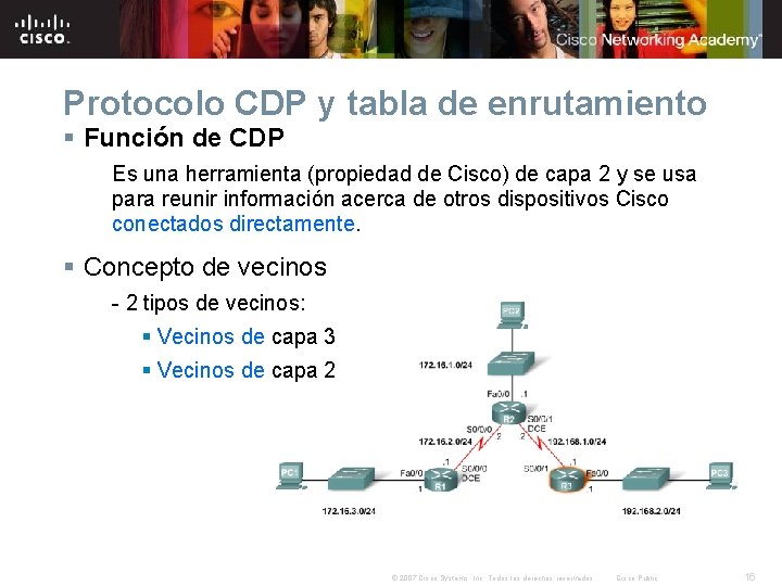 Protocolo CDP y tabla de enrutamiento § Función de CDP Es una herramienta (propiedad Protocolo CDP y tabla de enrutamiento § Función de CDP Es una herramienta (propiedad