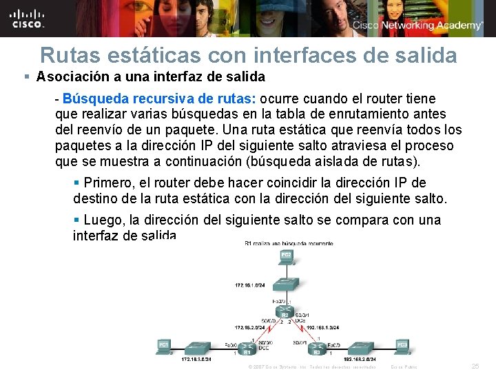 Rutas estáticas con interfaces de salida § Asociación a una interfaz de salida -