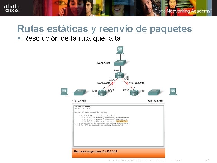 Rutas estáticas y reenvío de paquetes § Resolución de la ruta que falta ©