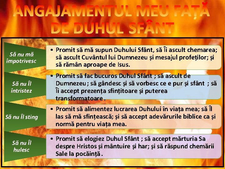 Să nu mă împotrivesc • Promit să mă supun Duhului Sfânt, să Îi ascult