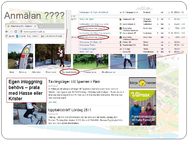 Anmälan ? ? ? Egen inloggning behövs – prata med Hasse eller Krister 