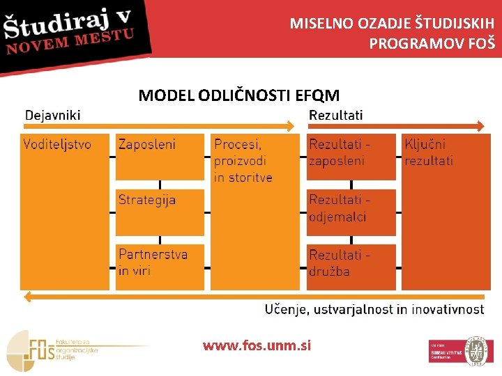 MISELNO OZADJE ŠTUDIJSKIH PROGRAMOV FOŠ MODEL ODLIČNOSTI EFQM 