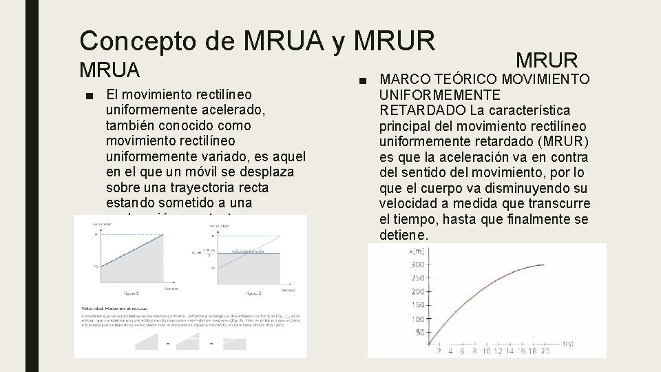 Concepto de MRUA y MRUR MRUA ■ El movimiento rectilíneo uniformemente acelerado, también conocido