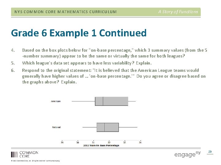 NYS COMMON CORE MATHEMATICS CURRICULUM A Story of Functions Grade 6 Example 1 Continued