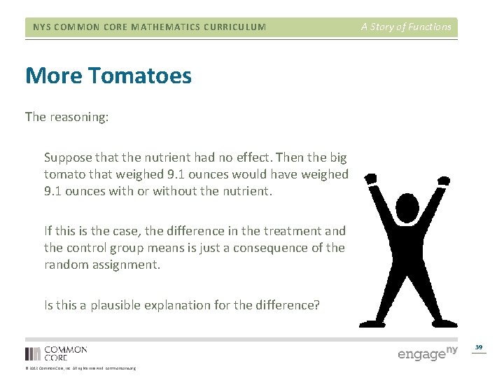 NYS COMMON CORE MATHEMATICS CURRICULUM A Story of Functions More Tomatoes The reasoning: Suppose