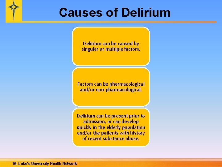 Causes of Delirium can be caused by singular or multiple factors. Factors can be