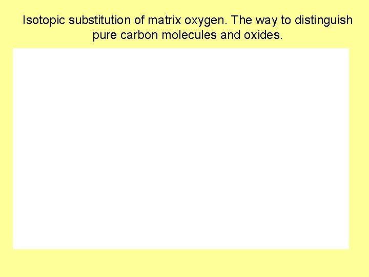 Isotopic substitution of matrix oxygen. The way to distinguish pure carbon molecules and oxides.