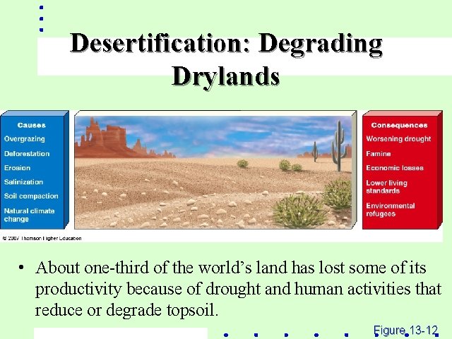 Desertification: Degrading Drylands • About one-third of the world’s land has lost some of